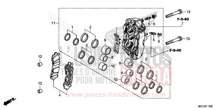 LEFT FRONT BRAKE CALIPER for Gold Wing CANDY ARDENT RED (R367) from 2020